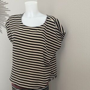 Forever 21 Black and Cream Striped Blouse